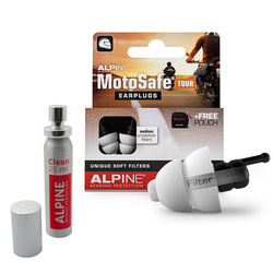 MotoSafe Tour earplugs + cleaning fluid set Alpine