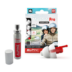MotoSafe Pro earplugs + cleaning fluid set Alpine