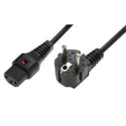 Kabel zasilający Schuko kątowy/IEC C13 M/Ż z IEC Lock