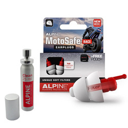 MotoSafe Race earplugs + cleaning fluid set Alpine