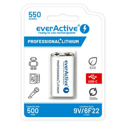 Akumulatorek everActive 6F22/9V Li-ion 550 mAh Professional Lithium