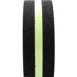 Section of anti-slip adhesive tape with a photoluminescent stripe